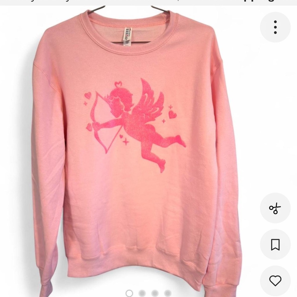 Jerzees Pink Cupid Graphic Teddy Sweatshirt Jacket